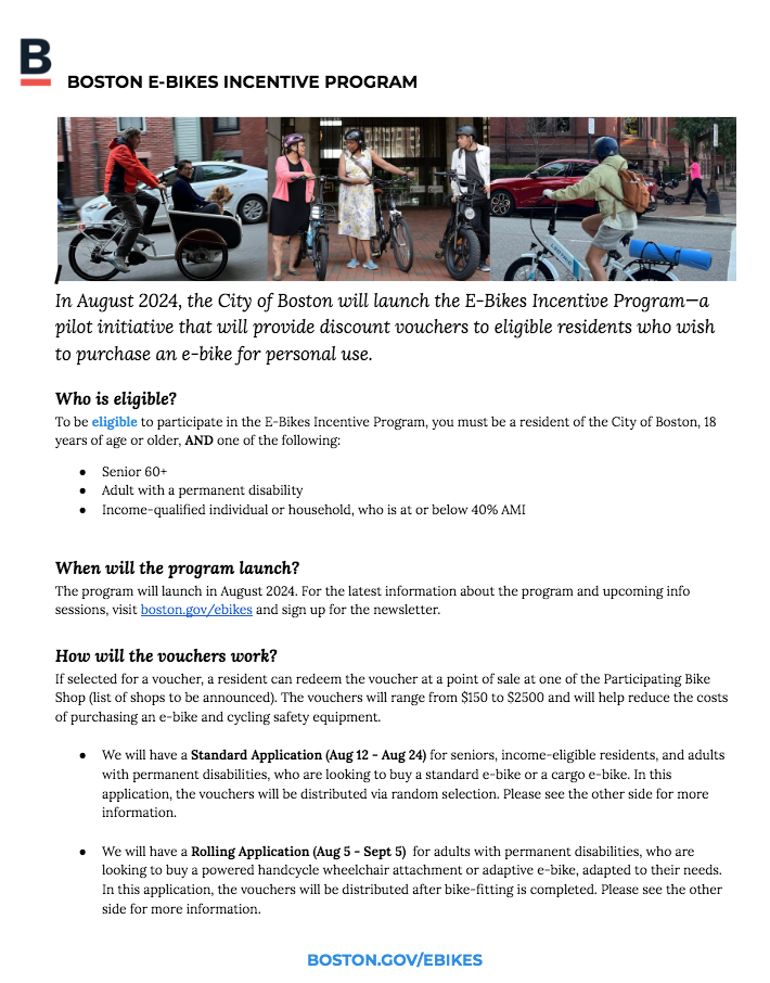 this is a front face of the info-sheet about e-bike program that has hyperlink embedded to the actual PDF
