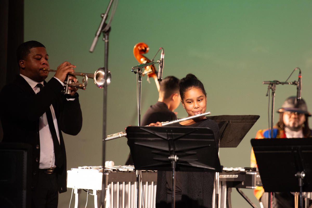 Photo of The Conservatory Lab Charter School performing at the Strand Theatre, courtesy of Alida Warn.