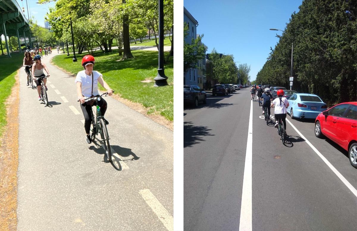 a photo of a group of adults practicing on street bike skills