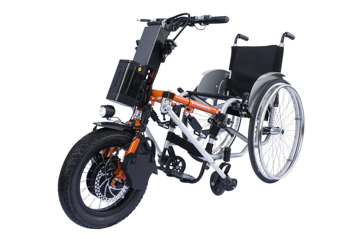 an example of a wheelchair powered handcycle attachment