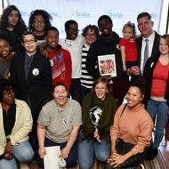 Image for mayor walsh with constituents at a press conference