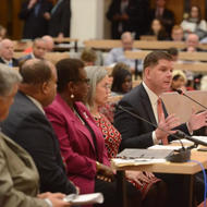 Mayor Walsh testifies alongside Easthampton Mayor Nicole LaChapelle, Framingham Mayor Yvonne Spicer and Lawrence Mayor Dan Rivera.