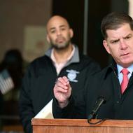 Mayor Walsh at a recent coronavirus press conference