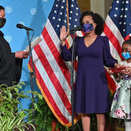 KIM JANEY SWORN IN AS 55TH MAYOR OF BOSTON DURING CEREMONY AT CITY HALL