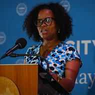 Mayor Janey at a recent press conference