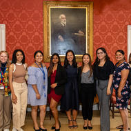 Group photo of Sahomi with Mayor Wu and summer interns