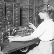 	 Incandescent Lamp Manufacturing, Operating Hand Flaring Machine, circa 1915