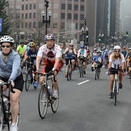 Image for mayor martin walsh greets 4500 registered riders for the 13th annual hub on wheels bike riding event at boston city hall 