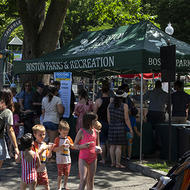 Image for families enjoying the frog pond over the summer